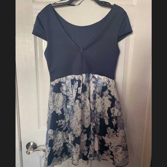 Navy Floral Homecoming Dress - Picture 2 of 2
